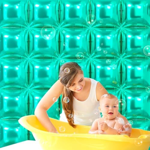 NISOCY 25PCS Teal Blue Square Foil Balloons Wall Backdrop - Image 5