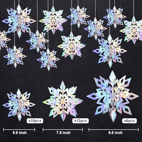 36PCS Hanging Snowflake Decorations Winter Wonderland Party Supplies - Image 2