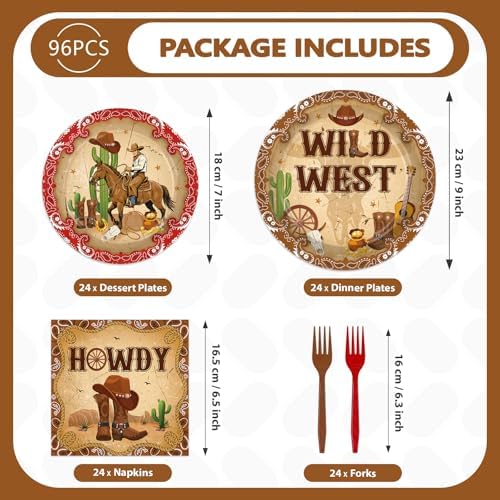 96Pcs Wild West Cowboy Party Decorations, Serves 24 - Image 5