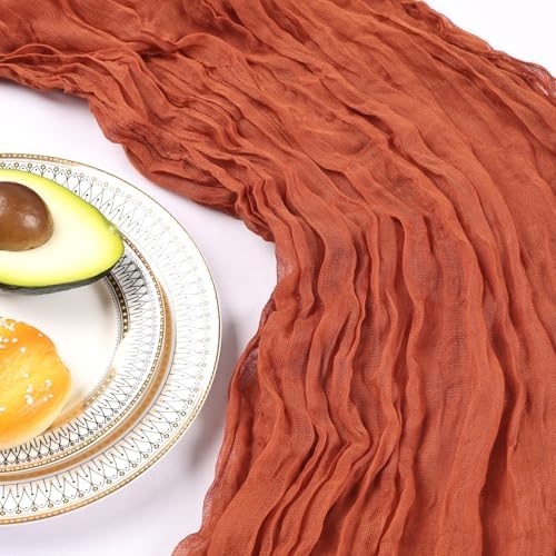 6 Pack 10Ft Terracotta Cheesecloth Table Runner 23 x 120 Inch - Image 5