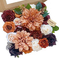 FACINOC Roses Artificial Flowers Orange Bouquet Fake Flower Dahlia Box Set by FACINOC