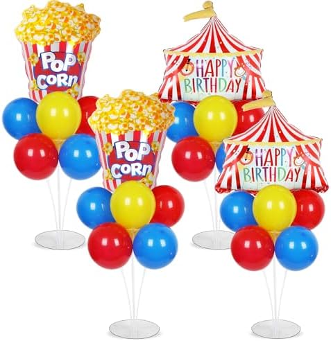 Naozinebi 4 Sets Carnival Circus Birthday Party Balloons Stand Kit Decor by Naozinebi