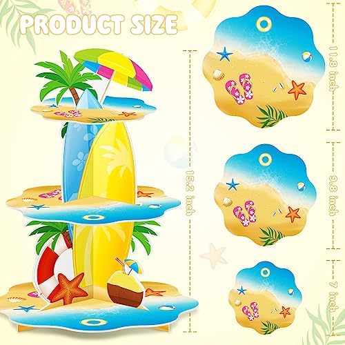 BenLouis 3Tier Hawaiian Cupcake Stand Birthday Party Decorations - Image 2