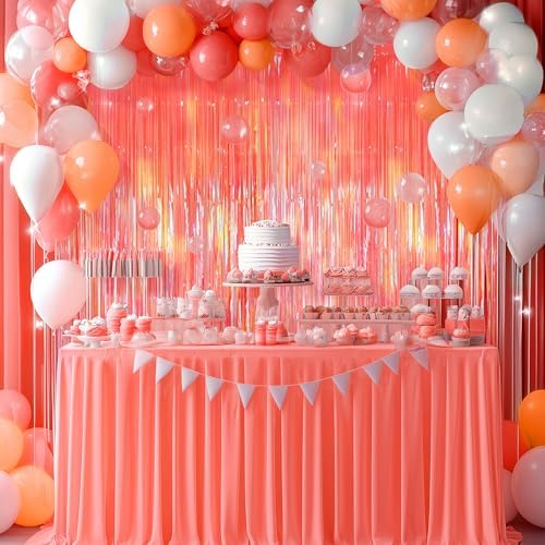 8 Pack Orange Party Streamers Backdrop Curtains, 3.3x8.2ft Holographic Tinsel Foil Curtain Photo Booth Props for Birthday, Wedding, Holiday Celebration, Bachelorette, Theme Decorations - Image 4