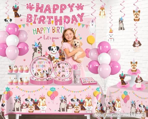 Cocomigo 230PCS Puppy Birthday Party Decorations Set Serves 25 - Image 3