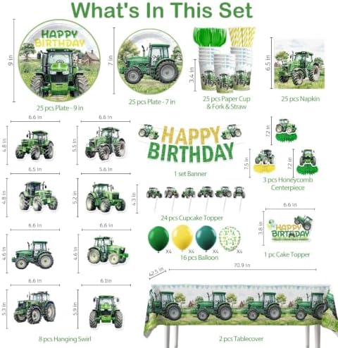 Xynic 213pcs Tractor Birthday Decorations for Farm Party, Serves 25 - Image 4