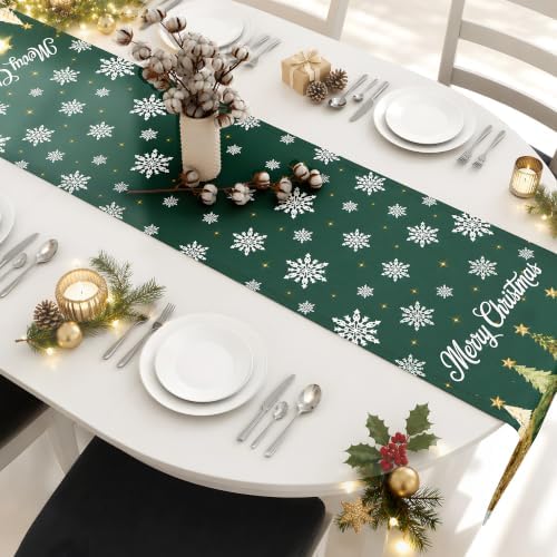 Christmas Decorations - 2 Pack Merry Christmas Tree Snowflake Table Runner - Image 6