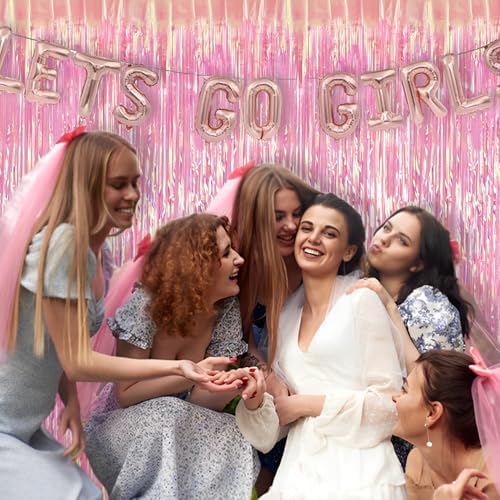 BRAVESHINE Clear Pink Streamers Party Curtain | Iridescent Fringe Backdrop - Image 6