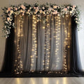 Tulle Backdrop Curtain with Lights 10x10FT Black Sheer Curtains by Xiomot