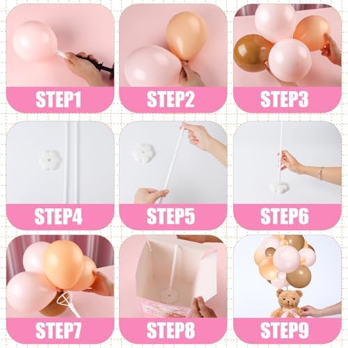 Lenwen 6 Sets Baby Letter Boxes Baby Shower Decor, Bear, Pink - Image 4
