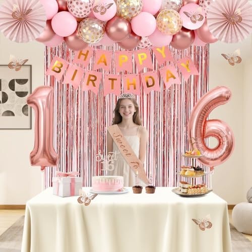 Juesly Sweet 16 Party Decorations for Girls, 50pcs 16 Year Old Birthday Set - Image 6