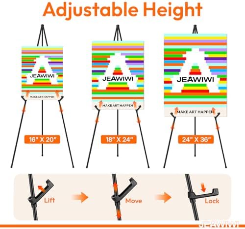 JEAWIWI 6 Pcs Lifhtweight Easel Stand, 66 Inch, Black, with Portable Bags - Image 4