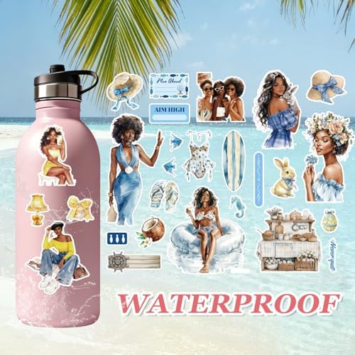 Black Girl Sticker Book, 400+ Vintage Scrapbook Stickers for Black Teen Girls & Women, 30 Pages of Waterproof Vinyl Aesthetic Decals Motivational Quotes for Journaling Planner, Scrapbooking, Laptop - Image 7