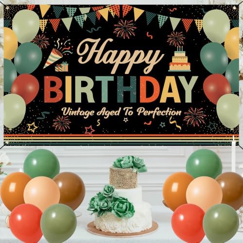 Vlipoeasn Vintage Colorful Birthday Party Decorations Kit with Backdrop - Image 3