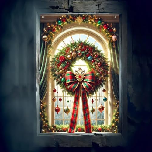 BlissYard Holiday Xmas Window Decor Cover 32x47 Inch Fabric - Image 6