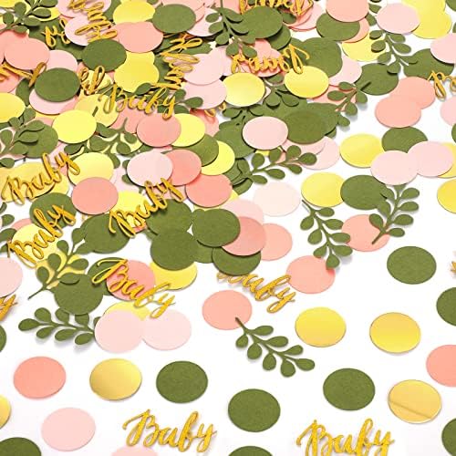 Minatee 400 Pcs Baby Shower Confetti Decorations Table Confetti Dots Gender Reveal Wedding Decor(Bright Color,Greenery Style) by Minatee
