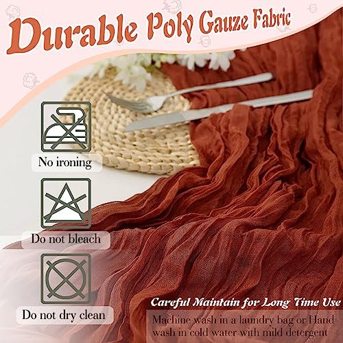 Terracotta Cheesecloth Table Runner 6 Pack 35" Boho Gauze 120 inches Long Rustic Sheer Cheesecloth Fabric Bulk for Fall Table Runner Baby Shower Wedding Bridal Birthday Decoration - Image 6