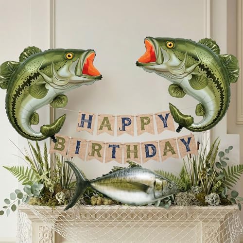 Sea ​​bass tuna Fish Balloons Banner Fishing Balloons Banner Ofishally One Birthday Fishing Party Decoration Gone Fisherman Theme Birthday Decor by KozeeBalloons%E2%80%94%E2%80%94ColorMatters