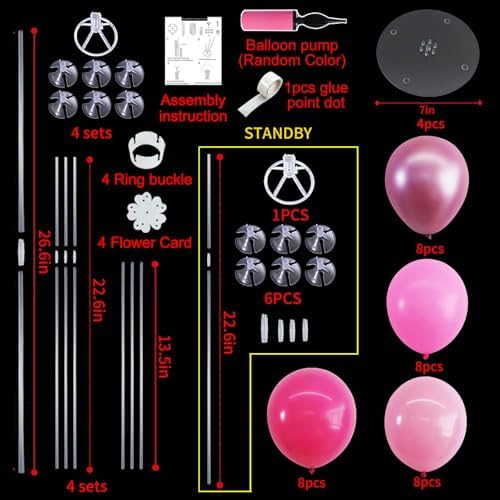 TONIFUL 4 Set Metallic Pink Balloon Stand Balloon Centerpiece for Table Decor - Image 3