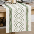 Artoid Mode Sage Green Stripe Diamond Woven Table Runner 12x48 Inch by ArtoidMode