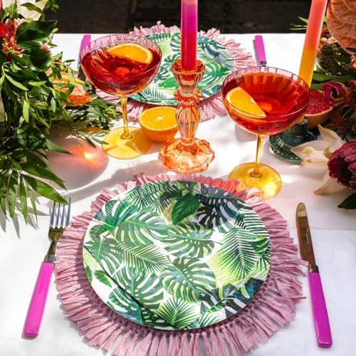 Talking Tables 240 x 3ply Tropical Cocktail Napkins Disposable Paper Palm Leaf Serviettes for Kid's Jungle Party, Hawaiian Theme, Luau, Summer, Picnic, Decoupage, Green, Party Supplies - Image 3