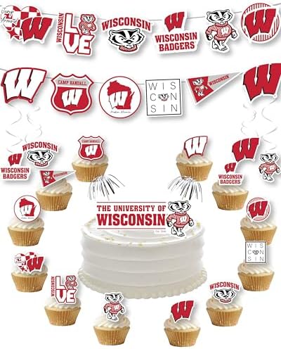 UW Madison Party Supplies Wisconsin Badgers Decorations Graduation 42 Pc by PartyKandyDecorGifts