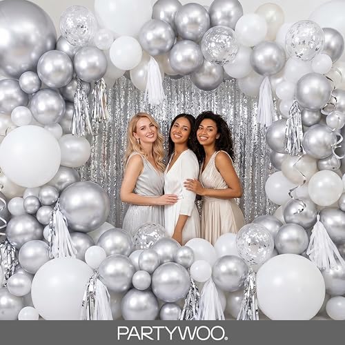 PartyWoo Metallic Silver Balloons 140pcs Different Sizes of 18 12 10 5 Inch - Image 5