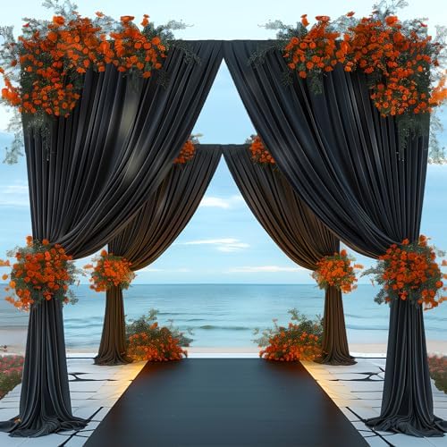 40x10FT Black Backdrop Curtains for Wedding Parties, Wrinkle Free Polyester Photography Backdrop Drapes for Wedding Baby Shower Birthday Parties Stage Background Stand Decorations 4x10ft,10 Panels - Image 6