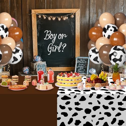 12Pack Brown and Cow Print Western Plastic Tablecloth for Rectangle Tables, Cowboy Rodeo Disposable Table Cover, Brown Rustic Table Cloth for Western Farm Cowboy My First Rodeo Baby Shower Party Decor - Image 5