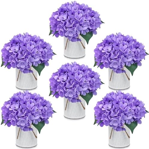 Purple Flower Table Centerpieces, Set of 6, Hydrangeas by DIYDOFUN