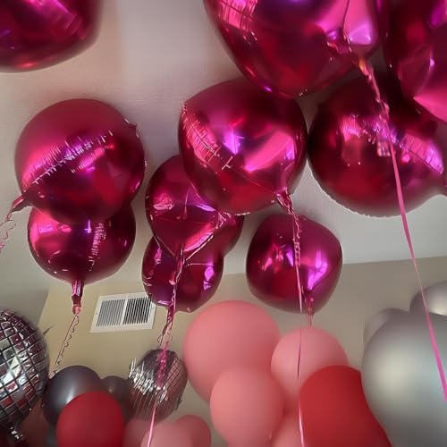 12PCS Hot Pink Round Foil Balloons 22" 15" 10" Large Chrome Pink Balloons - Image 5