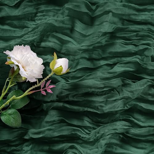 Bailarina 12 Pack Cheesecloth Table Runner 17x108 Inch Long Gauze Cheese Cloth 9ft Wrinkled Sheer Table Runner for Wedding Reception Birthday Party Table Christmas Decoration (Emerald Green) - Image 4