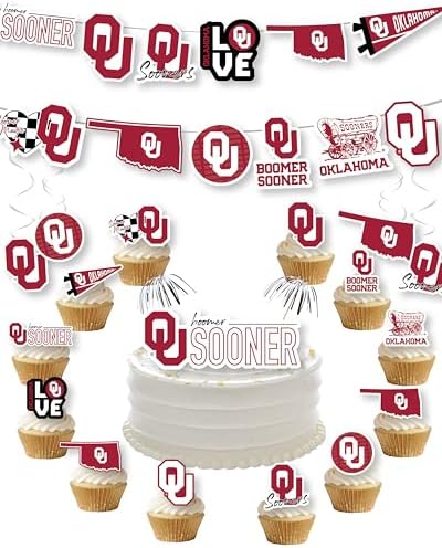 Oklahoma Sooners Party Decorations Graduation OU Decor 42 Pcs by PartyKandyDecorGifts