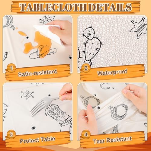 6 Pack Western Cowboy Party Decorations Tablecloth, Rodeo Table Covers - Image 5
