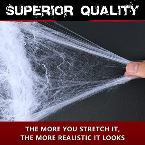 200 sqft Halloween Spider Webs Decorations with 10 Extra Fake Spiders, Super Stretchy Cobwebs for Halloween Decor Indoor and Outdoor - Image 3