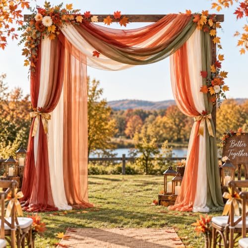 Cinrobiye Fall Table Decorations Set with 8 Pcs Colorful Chiffon Table Runners Artificial Maple Leaves Decorative Ribbon for Thanksgiving Autumn Harvest Wedding Party Home Seasonal Decor - Image 5