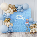 Baby Blue Shimmer Wall Backdrop, 24pcs Sequin Panels by KateBackdropforPhotography