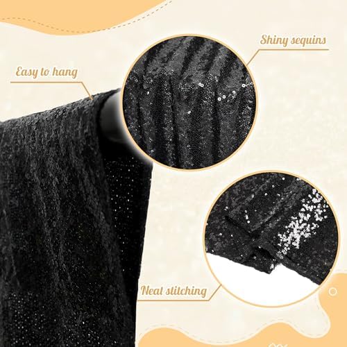 PartyDelight Black Sequin Backdrop 6x7ft Sparkly Photo Curtain - Image 2