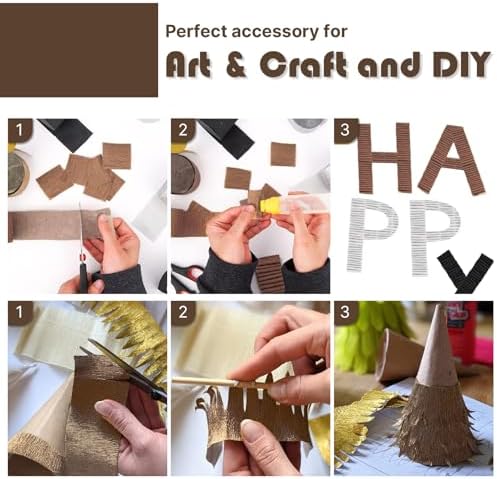 PartyWoo Brown Crepe Paper 8pcs 656 FT Gold Sand White Streamers - Image 4