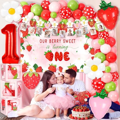 Kriyokiaa Berry First Birthday Decorations, Strawberry Shortcake Kit - Image 5