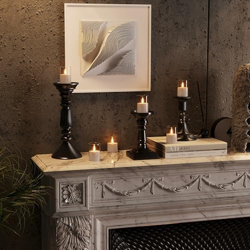 VIODAIM 6Pack Flickering Flameless LED Candles with Timer, Battery Powered - Small Pillar & Votive, Clear (2"X3") - Image 6