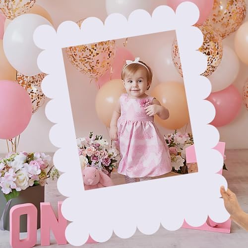 Beeveer 32 x 24 in Large Photo Booth Frame Props,White Scalloped Vertical - Image 5