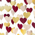 Maroon Gold Party Decorations Burgundy Beige Glitter Gold Paper Love Heart Hanging Banner Garland Streamer for Birthday Wedding Anniversary Engagement Valentines Day Graduation Garnet Party Supplies by pinkblume