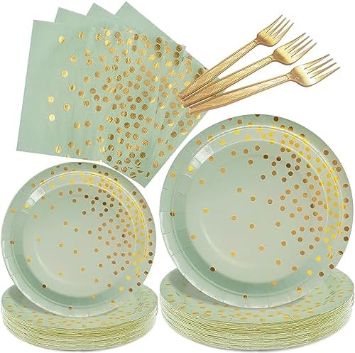 Sage Green Plates and Napkins Party Supplies by WYQJHKV