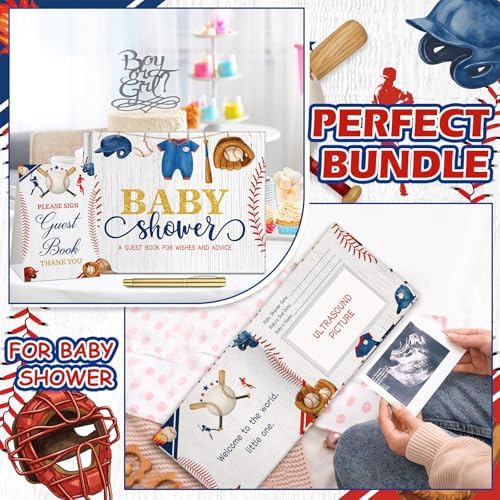 Fuyoooo 27 Pcs Baseball Baby Shower Guest Book Set Sign in Book Gold Pen - Image 5