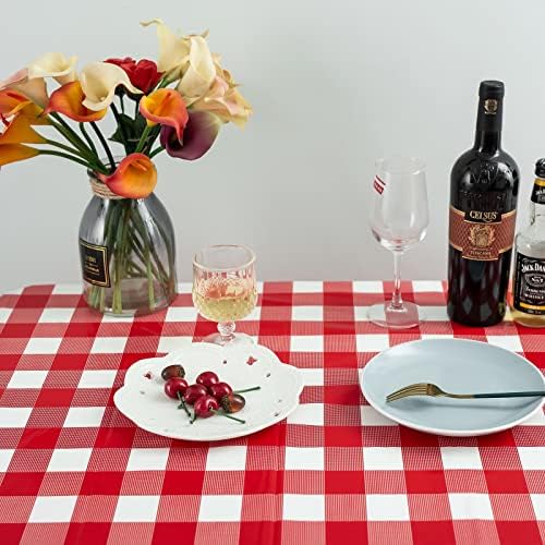 Kesfey Red Gingham Tablecloth Picnic Party Checkered Table Cover 8 Packs - Image 6