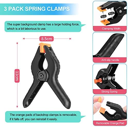 Green Screen Backdrop with Stand for Streaming, 6.5X 10ft (WxH) Protable Green Screen with 6.3 x 6.5 ft Stand kit, Greenscreen Background with Stand Carrying Bag 5 Spring Clamps - Image 7