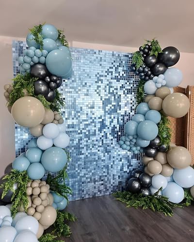 Baby Blue Shimmer Wall Backdrop, 24pcs Sequin Panels - Image 5