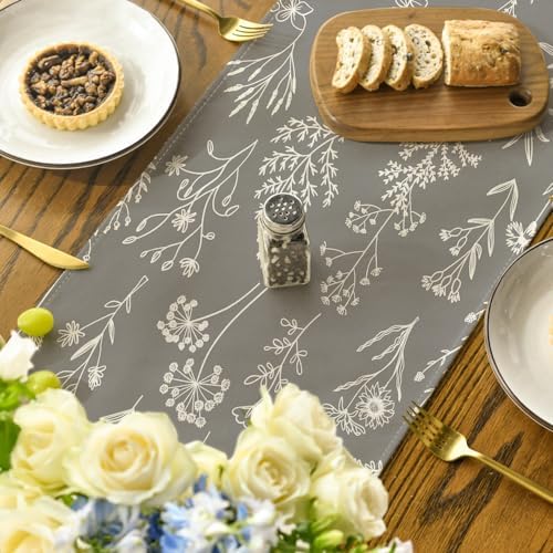 Artoid Mode Leaves Flowers Spring Table Runner, Seasonal Kitchen Dining Table Decoration for Home Party Decor 13x72 Inch - Image 4