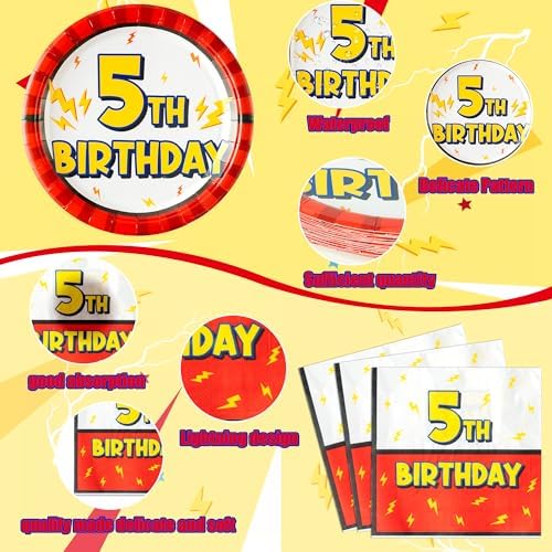 96PCS Cartoon Lighting Bolts Birthday Decorations Serve 24 Guest - Image 3